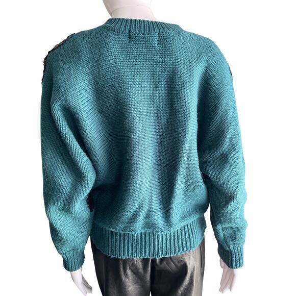 Jaclyn Smith Vintage Sweater Color Block Geometric Beaded 80s 90s Size Medium - Picture 4 of 5